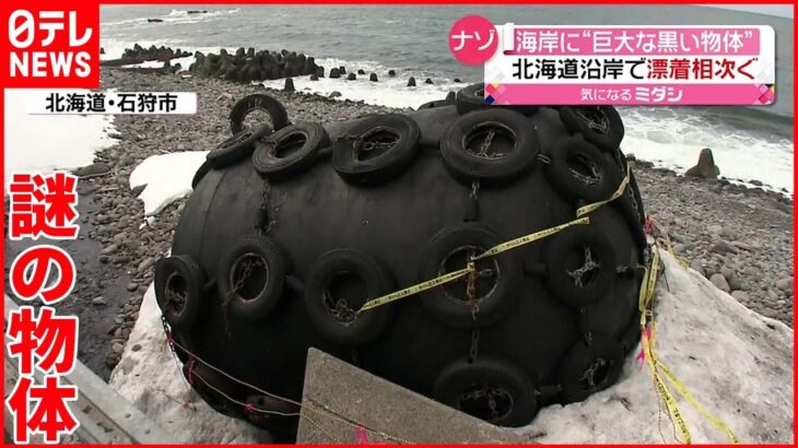 【動画あり】北海道の海岸に「巨大な謎の黒い物体」の漂着が相次ぐ