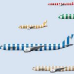 これはポップ！ドイツのコンドル航空が飛行機をカラフルな縞模様に