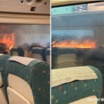 ヨーロッパを襲う熱波、山火事に囲まれた列車が緊急停車する事態に