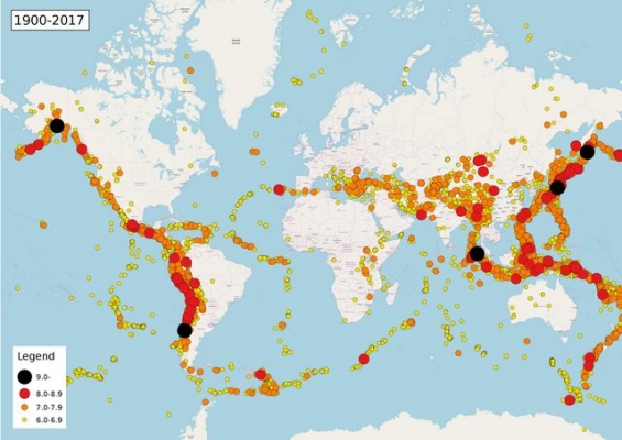 【画像】世界の地震分布図、ガチでヤバすぎると話題になるｗｗｗｗｗ