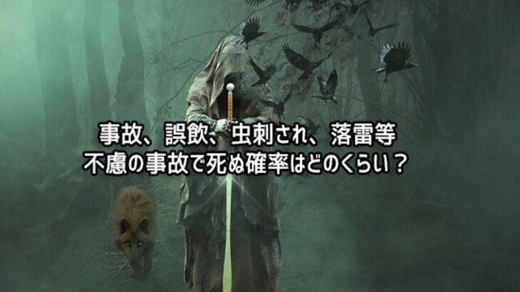 落雷、飛行機事故、誤飲など、不慮の事故などで死ぬ確率はどれくらい？