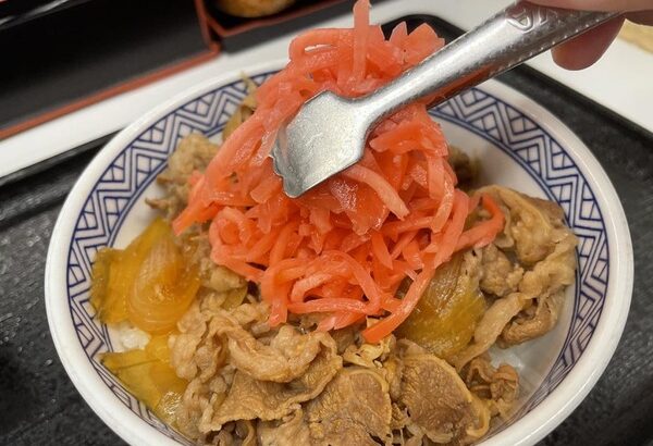 某牛丼屋「最近何故か牛丼に紅生姜を大量に乗せて食べる客が続出していて割にあわないので紅生姜有料化します！」→